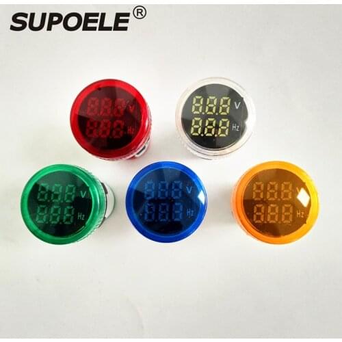 22mm AC 50-500V 0-99 Hz Digital Display Voltage Hertz meter Frequency Voltage Tester Meter Voltmeter Indicator Signal Light