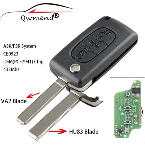 3 Buttons Smart Car Key Fob for Citroen C2 C3 C4 C5 C6 C8 XSARA PICASSO for Peugeot 207 407 307 308 607 433Mhz ASK/FSK CE0523