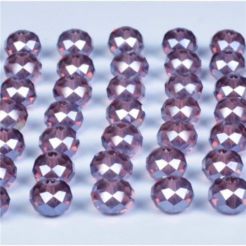 4mm 6mm 8mm violet AB Color Czech Rondelle Spacer Crystal Glass Beads For Jewelry Making Faceted Diy Beads Loose Wholesale
