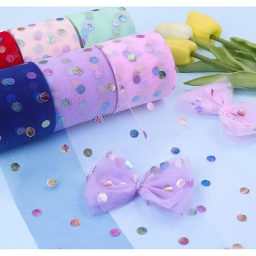 8cm 25Yards Glitter Tulle Mesh Ribbon Roll Sequin Tulle DIY Craft Hair Bow Poms Tutu Skirt Journal Wedding Birthday Party Supply