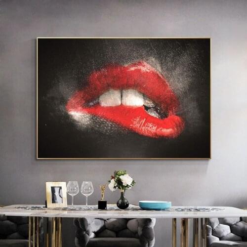 Abstract Red Lips Sexy Graffiti Art Poster and Prints Street Art Sexy Lips Canvas Paintings Wall Art Picture for Home Decoration