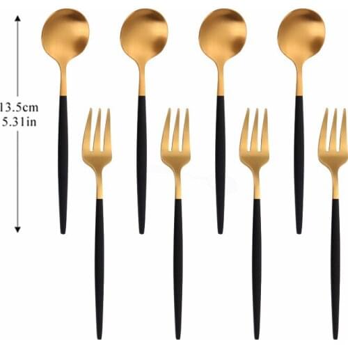 Tea Fork Tea Spoon Stainless Steel Cutlery Set Kitchen Complete Tableware Western 4pcs Matte Icespoon Dinnerware Sets Silverware