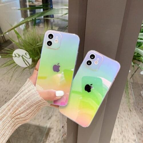 Laser Discoloration Phone Cases For IPhone 11 12 Pro 7 8 Plus Coque Iphones Xs Max Xr Se2020 Phones Accessories Hard Cover