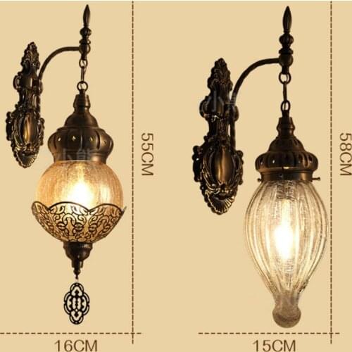 Decor Ice-cracked Glass Wall Lamp for Exotic Restaurant Hotel Bar Cafe Retro Wall Light