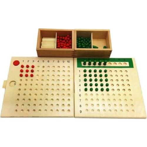 Montessori Wooden Mathematics Teaching Toys Baby Multiplication Division Math Toy Beads Board Red Green Board Childrens Toys