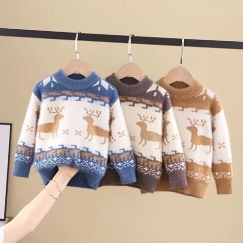 Kids Boys Girls Sweaters Clothes Baby Toddler Warm SweaterTerry Coats Children Cartoon Thicken Tops Wool Pullovers Clothing1-6