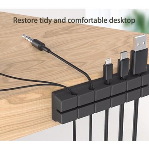 Double Row Cable Organizer Silicone USB Cable Winder Desktop Tidy Management Cable Holder for Mouse Headphone Wire Organizer
