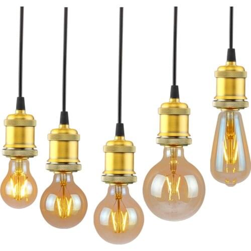 LEDROOM E27 LED Bulb Retro Edison Lamp AC220V Plating Light Bulb ST64 G80 G95 Glass Bulb Vintage Globe Lights 4W 6W Real Power