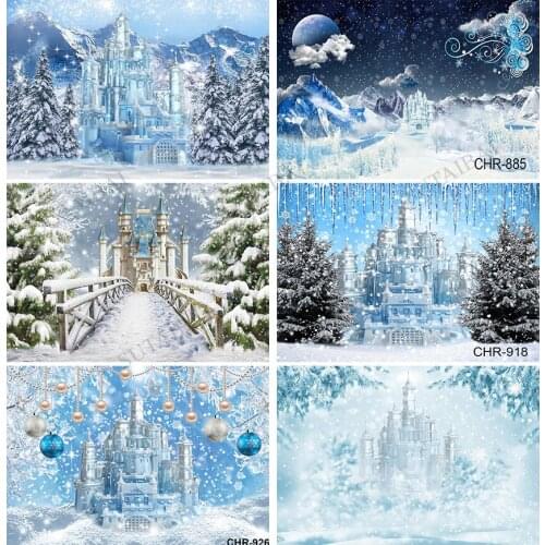 Winter Wonderland Kingdom Princess Castle Backdrop for Photography White Snow Frozen Girl Baby Kid Birthday Christmas Background