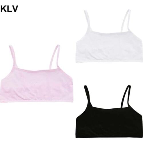 Puberty Teenage Girl Cotton Underwear Student Brassiere Training Bra Solid Color