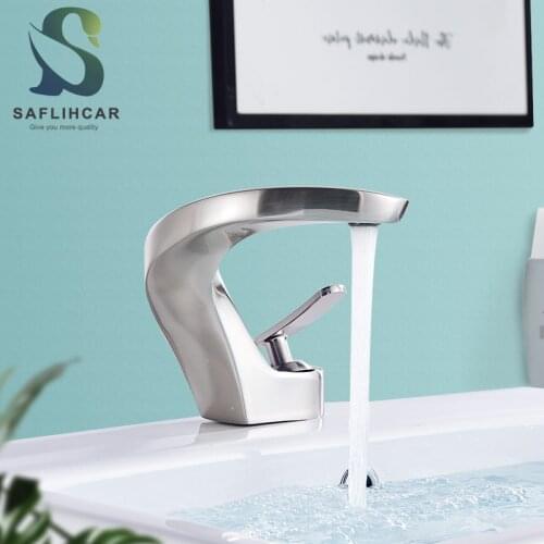 Chrome Special Bathroom Kitchen Basin Faucet Single Handle Waterfall Hot and Cold Water Taps Deck Mounted Basin Faucet