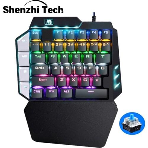 K109 One-Handed Gaming Keyboard Mechanical with Backlight Blue Switch RGB Gaming Keypad with Wrist Rest Support for Computer, PC