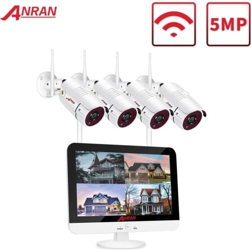 ANRAN 5MP CCTV Video Surveillance Kit Home Security Camera System12 Inch Monitor NVR Kits Outdoor Night Vision WiFi Camera