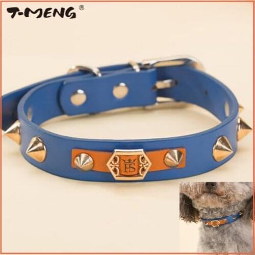 Handsome Spiked Rivets Studded Dog Collar For Small Dogs Puppy Cats Adjustable Necklace Pu Leather Pet Belt Accessories