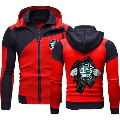 Spring Autumn Mens New Alfa Romeo Logo Print Jackets Sweatshirt Hoody Fleece Cotton Zipper Harajuku Male Clothing Hoodie Jacket