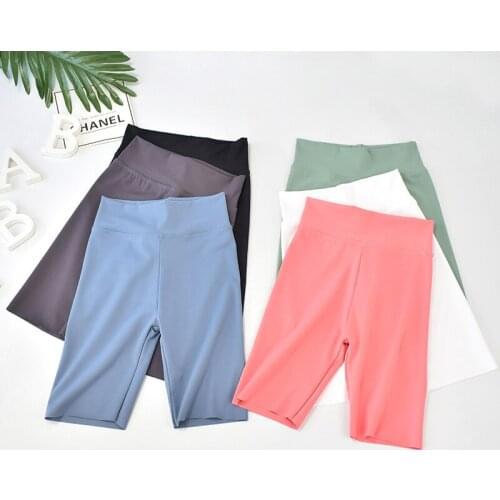 Girls Summer Outer Wear Knee-length Children Five-point Pants Candy Color Wild Tight Sports Shorts Shark Skin Yoga Leggings