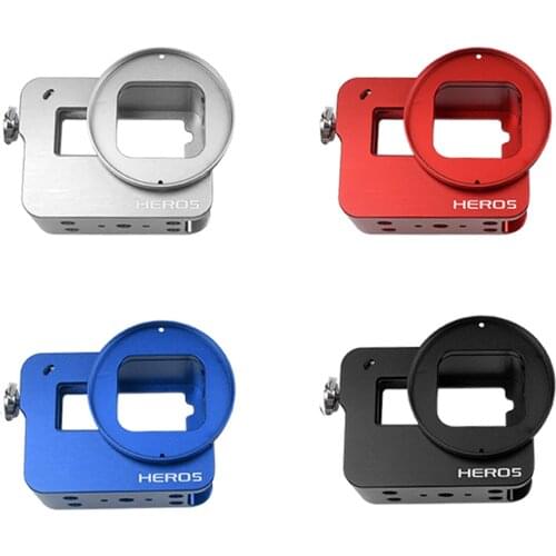 Metal Aluminum Alloy Protective Case Housing Frame Mount Case Shell with Lens Cover + Useful Accessories Kit for GoPro Hero 6 5