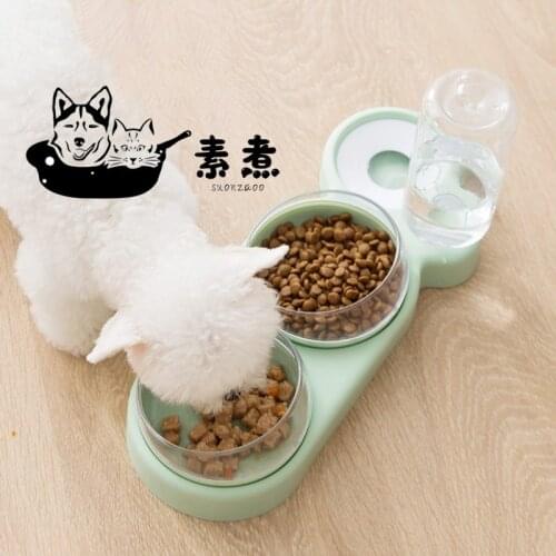 Pet Bowl Food Water Feeder Auto Water Container Dispenser Cat Double Bowls Drinking Raised Stand Dish Three Bowls Pet Products