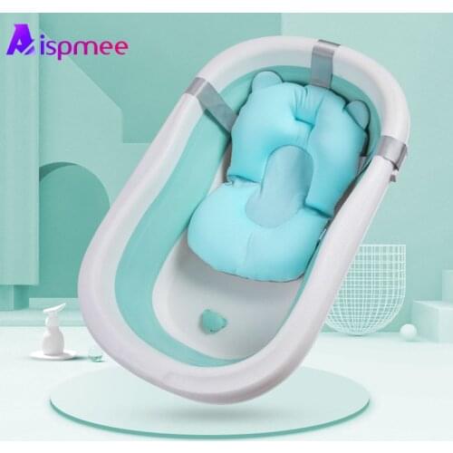 Cartoon Portable Baby Shower Bath Tub Pad Newborn Safety Security Bath Support Non-slip Bathtub Mat Cushion Foldable Soft Pillow