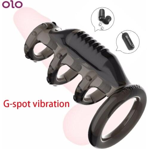 Male Ejaculation Delay Cock Sleeve Penis Vibrating Ring Strap Dildo G spot Stimulator Vibrator Dick Enlargement Extender for men