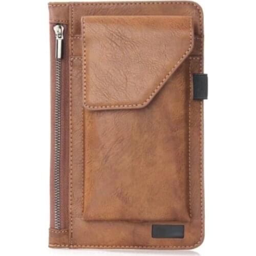 Hook Loop Man Belt Clip Zipper Card Pouch Dual Mobile Phone Leather Case For Samsung Galaxy On7 Pro/On7 (2016)/J7 Prime/C7 Pro