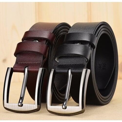 Peikong Brand Genuine Mens Leather Fashion Belt Alloy Material Pin Buckle Business Retro Mens Jeans Wild High Quality Belts
