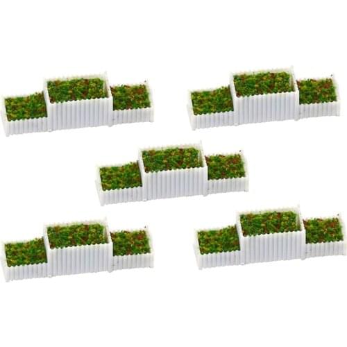 Set of 5 HO 1/100 Flower Beds Plant Set for Train Layout Diorama Decor
