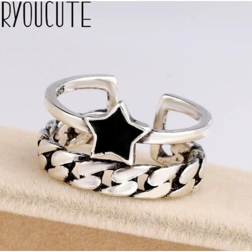 Original Design Popular Black Star Finger Ring Simple Rings for Women Wedding Engagement Jewelry Gifts