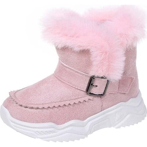 3-12 Year Fashion Furry Winter Ankle Boots 2020 ChildrenS Shoe Sports For Big Kids Boy Girl Suede Leather Plush Warm Snow Boots