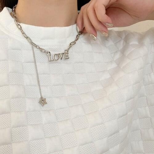 Alphabe Necklace Character Design Star Pendant Choker Fashion Women Accessories Alloy Collarbone Chain Wedding Party Jewelry