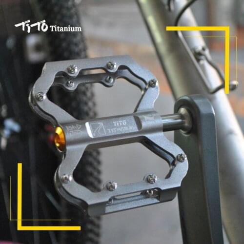 Titanium Road TiTo Titanium Alloy Pedals Road MTB Mountain Bike 3 Palin Pedals Super Lubricated Titanium Shaft Pedals 224g