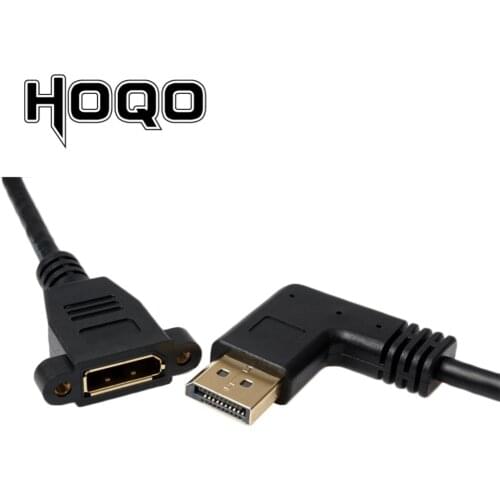 Right Angled 90 Degree Displayport Panel Mount Cable,DP 4K Display Port Male To Female Socket Extension Cord Cabo Adapter 1FT