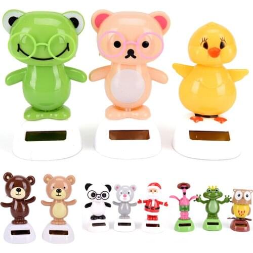 1pcs Fashion Cute cartoon image Pendant Solar Creative Powered Dancing Animal Swinging Animated Bobble Dancer Car Decor