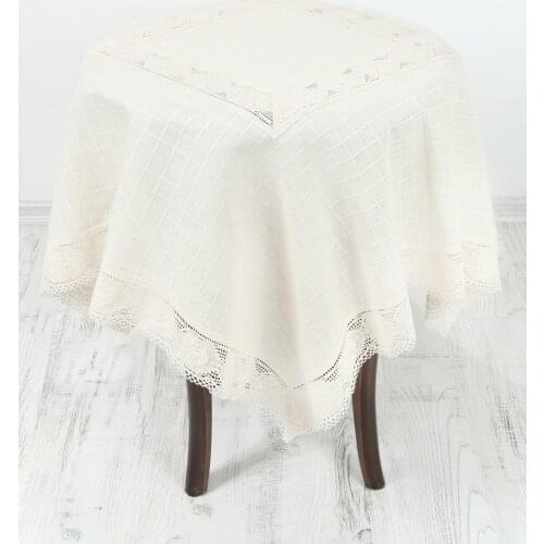 %100 Cotton Tablecloth Cotton Solid Color Hotel Picnic Table Rectangular Table Covers Home Dining Tea Table Decoration Lace