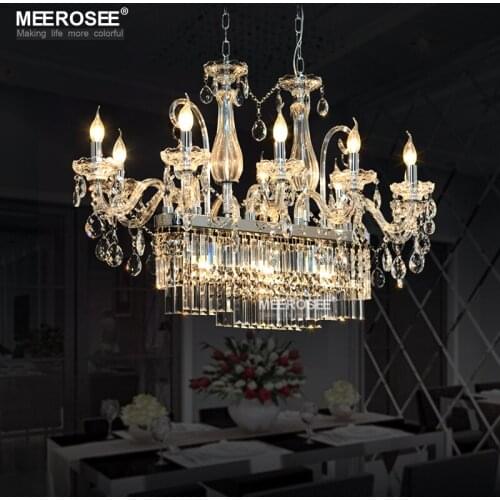 Luxurious Rectangle Chandelier Crystal Light Fixture 13 Heads Glass Chandelier Lighting Lustre Hanging Living room Drop Lamp