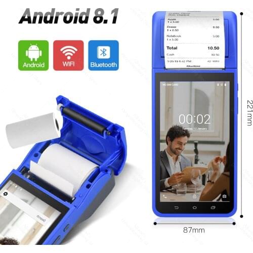 Handheld Android 8.1 Pos Terminal Printer Small Office Printer POS WiFi Bluetooth Printer, Suitable for Takeaway Express, etc