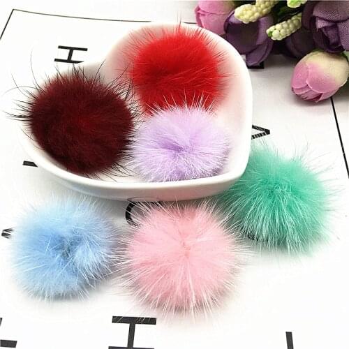 10pcs 3cm Mink Pompoms Fur Balls for Sewing on Knitted Keychain Scarf Shoes Hats Fur DIY Crafts Hair Accessories Mix Pompom