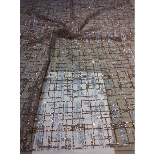 Unique sexy glued glitter sequin lace fabric African French net Lace Fabric SYJ-1147 for party dress