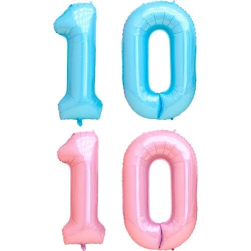 10 Years Old Birthday Balloon 40 Inch Pink Blue Balloon Baby Birthday Party Party Decoration Aluminum Film Balloon