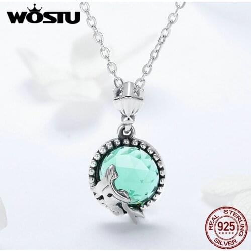 WOSTU New Trendy 925 Sterling Silver Love of Mermaid Pendant Choker Necklace For Women Fashion kolye Jewelry Gift BKN262