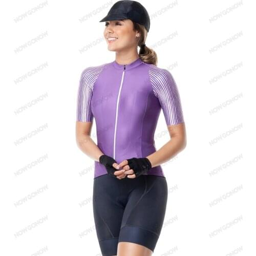 Cycling Jersey Purple Women Short Sleeve Summer Obesity Plus Size Bike Wear Clothing Beautiful Tops Breathable XXS - 6XL