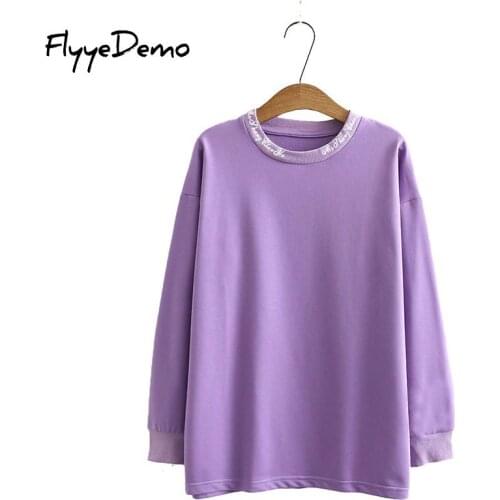 Women Hoodies Cotton Pullover Casual O-neck Long Sleeve Letter Embroidery Ladies Autumn Winter Streetwear Female Sweatshirts