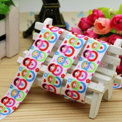 1'' Free shipping Fold Elastic russian doll printed headband headwear hairband diy decoration wholesale OEM 25mm H5013