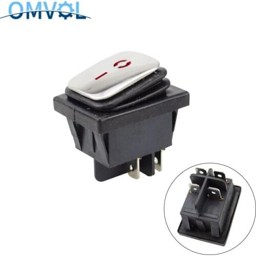 1PC fixed locking Waterproof 4Pin Rocker Switch 2 Positions with LED 220v red green yellow blue