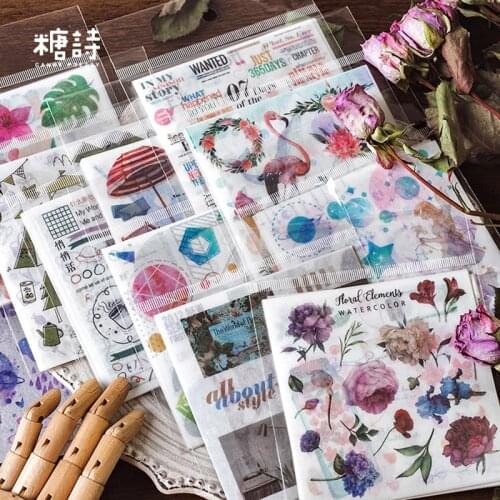 10 sheets Food Flower Plant Cactus Travel decoration paper sticker package DIY diary decoration sticker album scrapbooking
