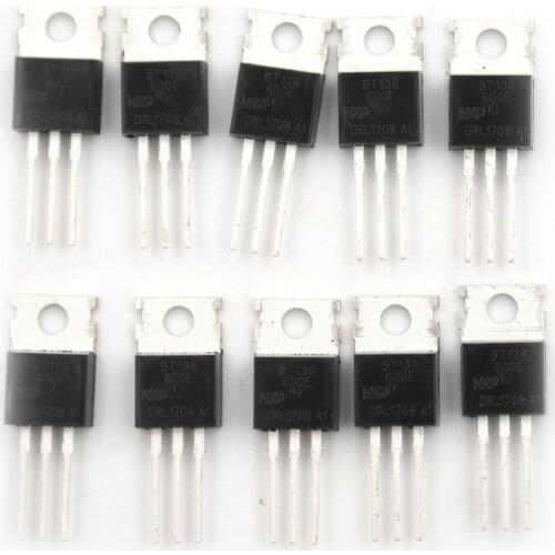 10 Pcs BT136-600E BT136-600 BT136 Triacs Thyristor TO-220 New Whosesale