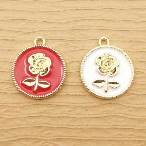 10pcs 17x20mm enamel flower charm for jewelry making cute earring pendant bracelet necklace charm diy charms