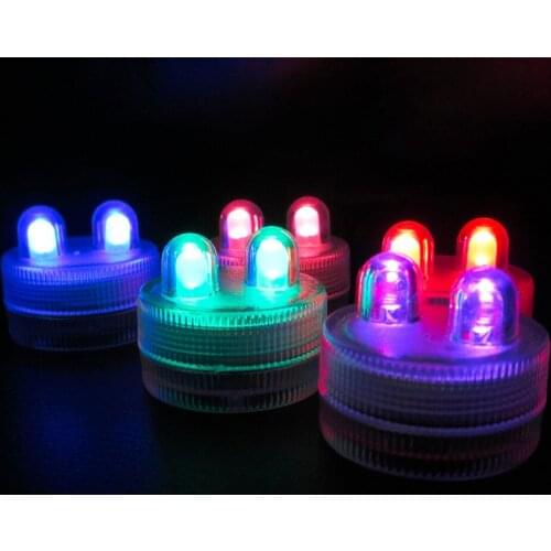 100pcs/lot) CR2032 Battery Operated Double 2LED 11Colors Wedding Decoration Submersible Waterproof Mini LED Candle Tea Light