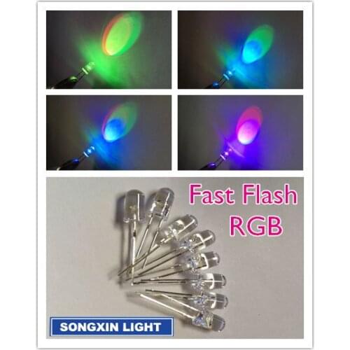 1000PCS 5mm Slow RGB Flash Red Green Blue Rainbow Multi Color light emitting diode Round LED full color seven light
