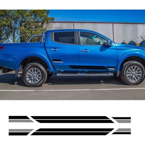 2 Pcs side door two-tone quadrilateral styling graphic vinyl car decals sticker fit for mitsubishi l200 triton 2015 - 2019
